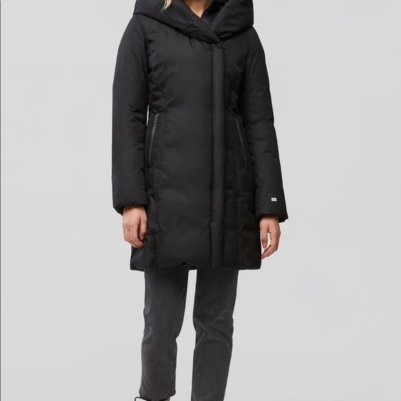 Soia & KYO CAMIELA Slim Fit Brushed Down Coat With Leather Trim - Picture 4 of 16